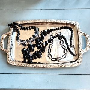 3-Piece Costume Jewelry Lot of Necklaces ~ Black and Bling